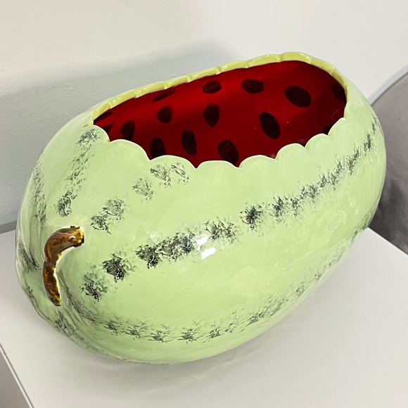 Large Ceramic Realistic Watermelon Serving Decorative Bowl 14" - Picture 2 of 6